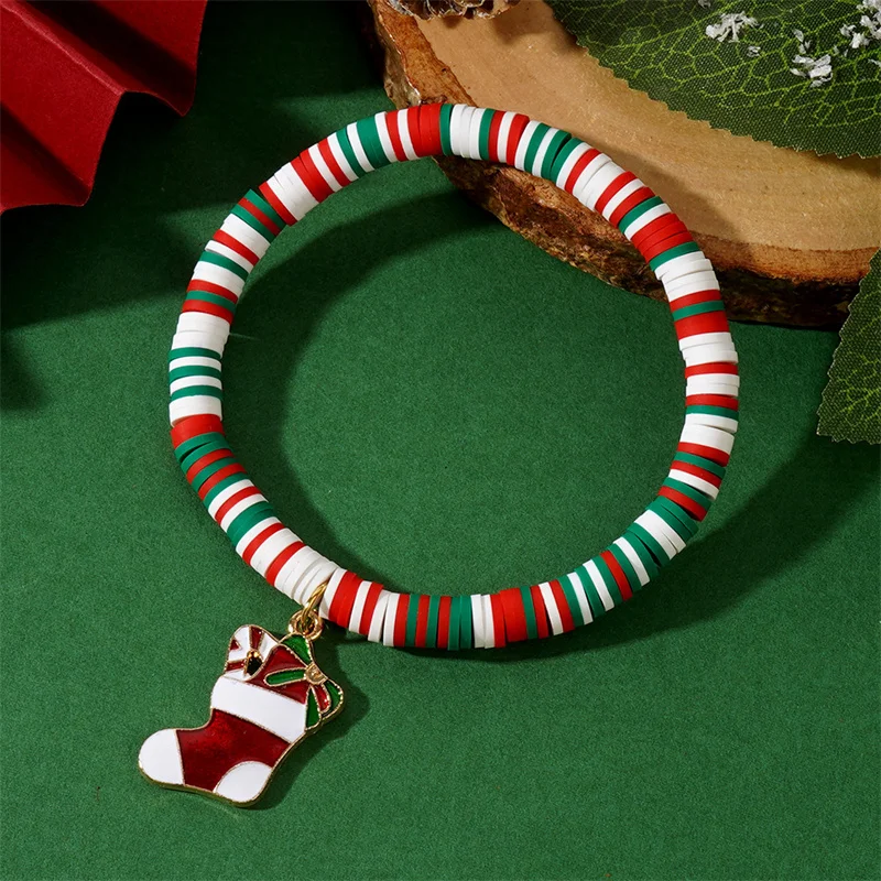 Christmas polymer clay pendant bracelet party New Year holiday accessories - Image 4