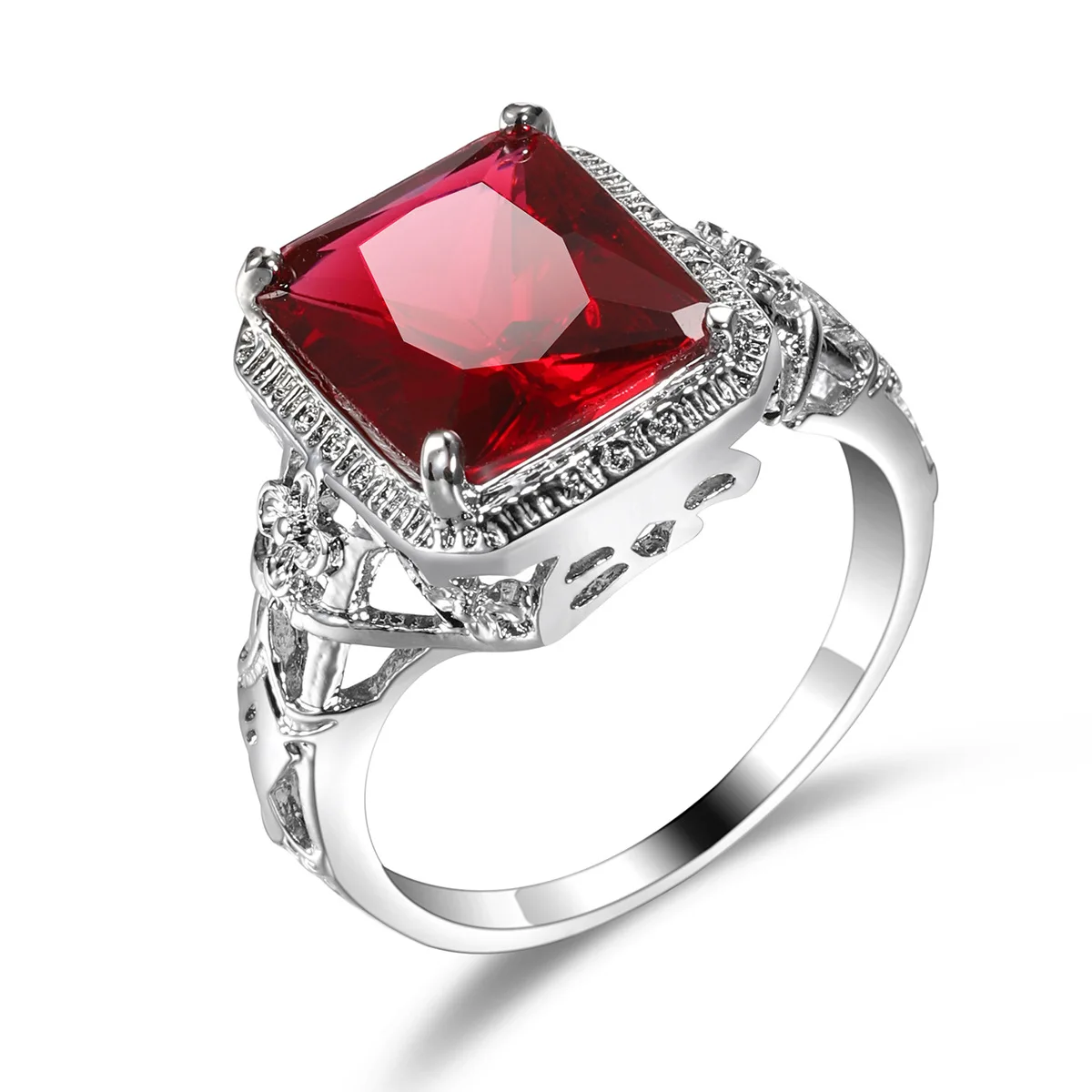 Hollow Engraved Flower Wedding Ring for Women - Image 5