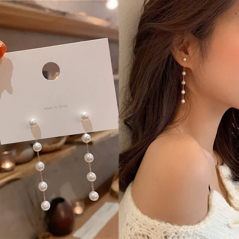 New Trend Simulated Pearl White Round Pearl Earrings - Image 4