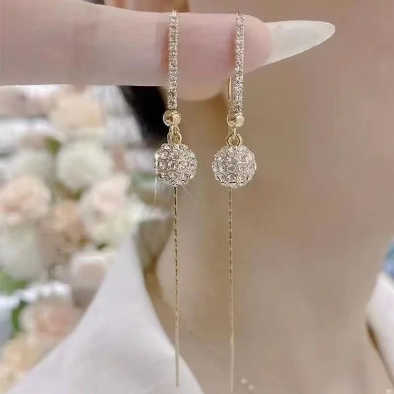 Women's Fashionable  Zircon Ball Pendant  Earrings - Image 19